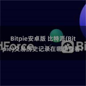 Bitpie安卓版 比特派(Bitpie)交易历史记录在哪里查看？