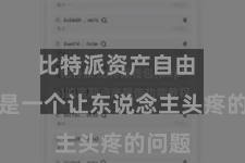 比特派资产自由  一直是一个让东说念主头疼的问题